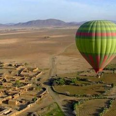 Hot-air balloon over the countryside