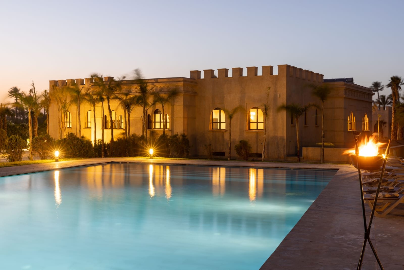 Pool at Domaine Abiad at dusk