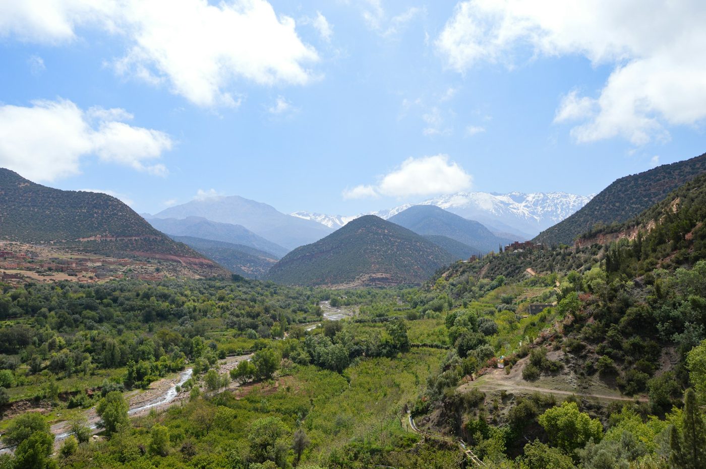 The Ourika Valley with the Atlas Mountains behind it